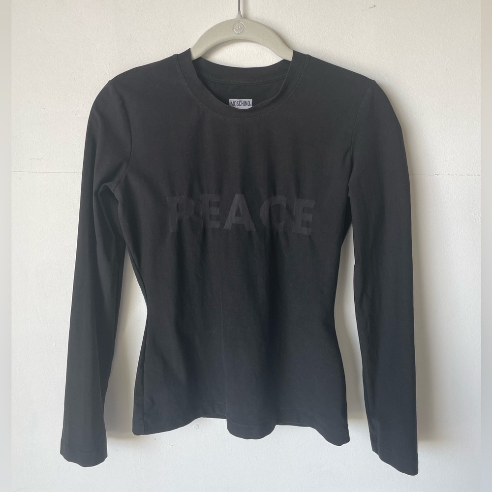 SOLD! Moschino Black long sleeve peace tshirt - Picture 2 of 4